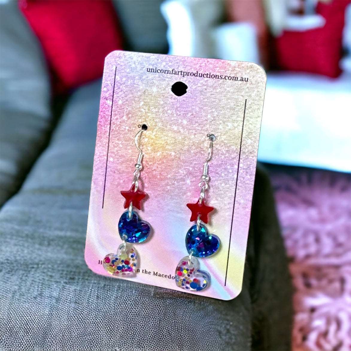 Acrylic handmade earrings  - Stars and Hearts - Unicorn Fart Productions