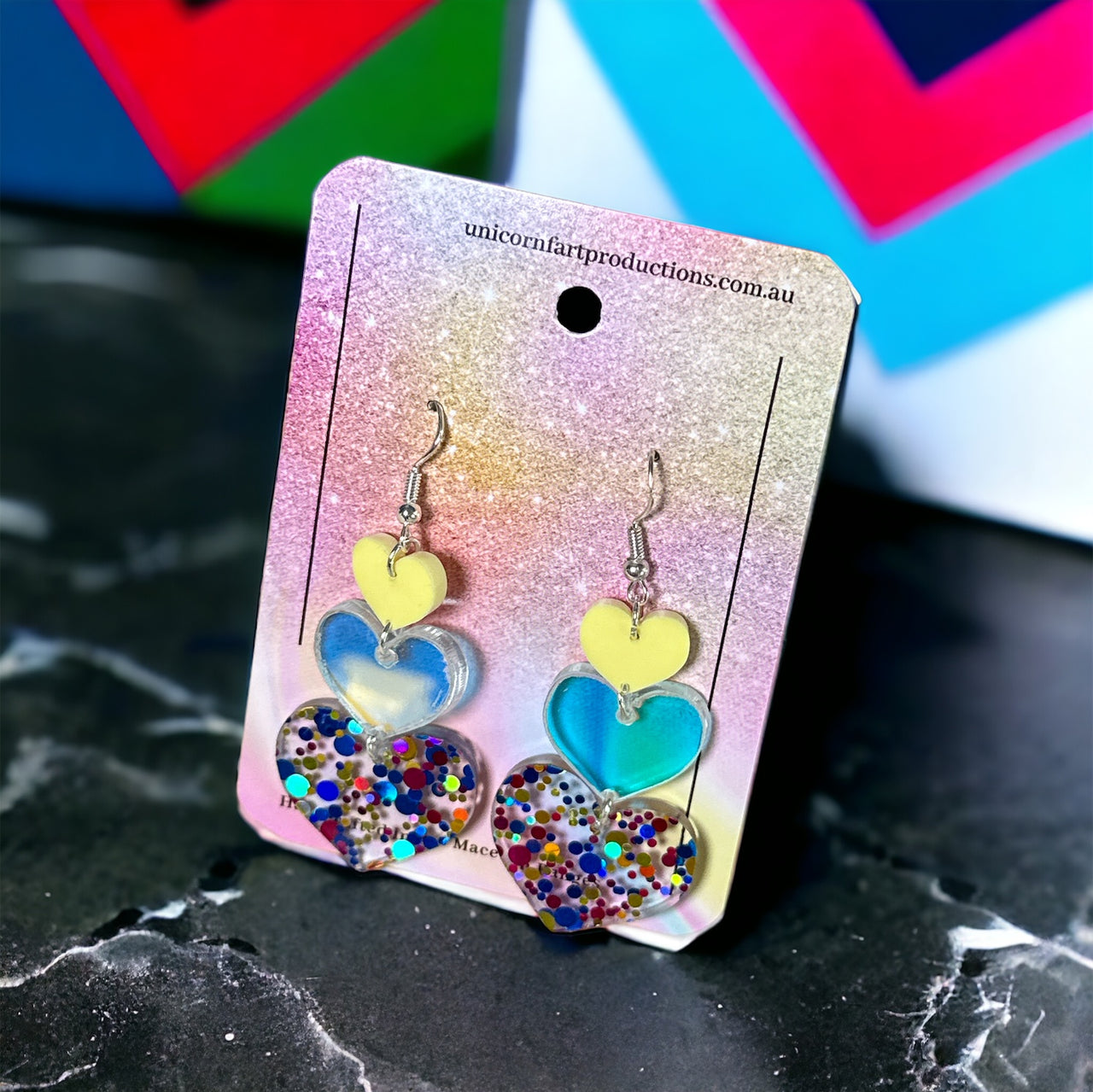 Acrylic handmade earrings  - Small to Large Hearts