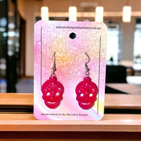 Thumbnail for Acrylic handmade earrings  - Skulls Pink