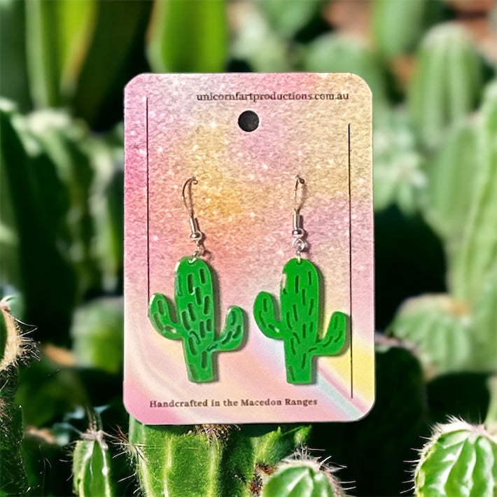 Acrylic handmade earrings  -  Cactus