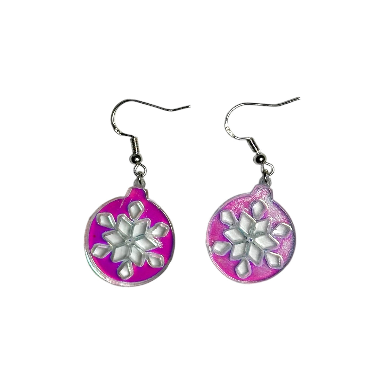 Colour Changing Snowflake Circle Earrings - Unicorn Fart Productions