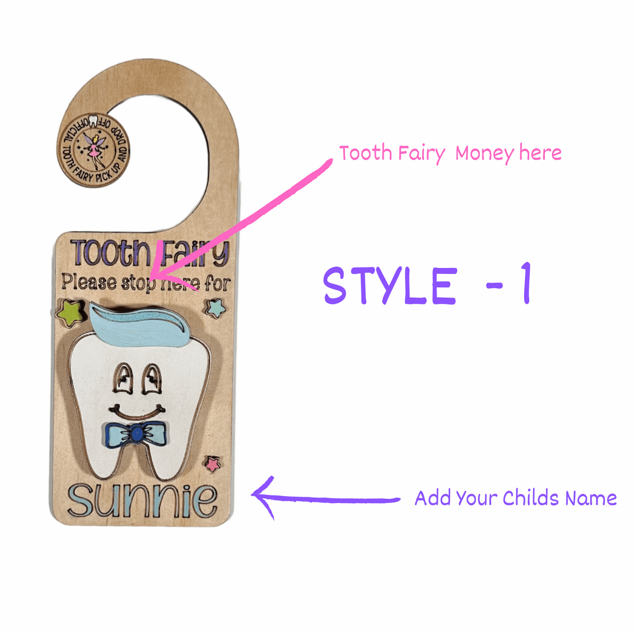 Customised Tooth Fairy Door Hanger - Unicorn Fart Productions