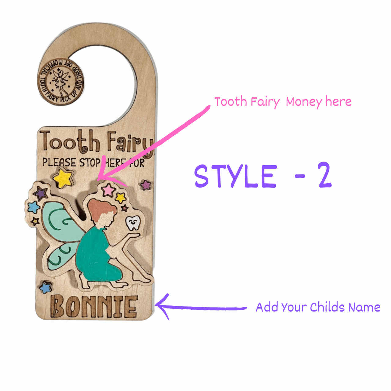 Customised Tooth Fairy Door Hanger - Unicorn Fart Productions