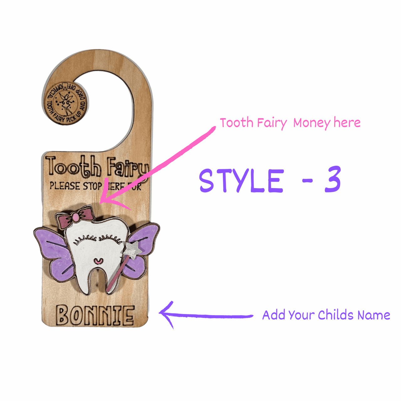 Customised Tooth Fairy Door Hanger - Unicorn Fart Productions