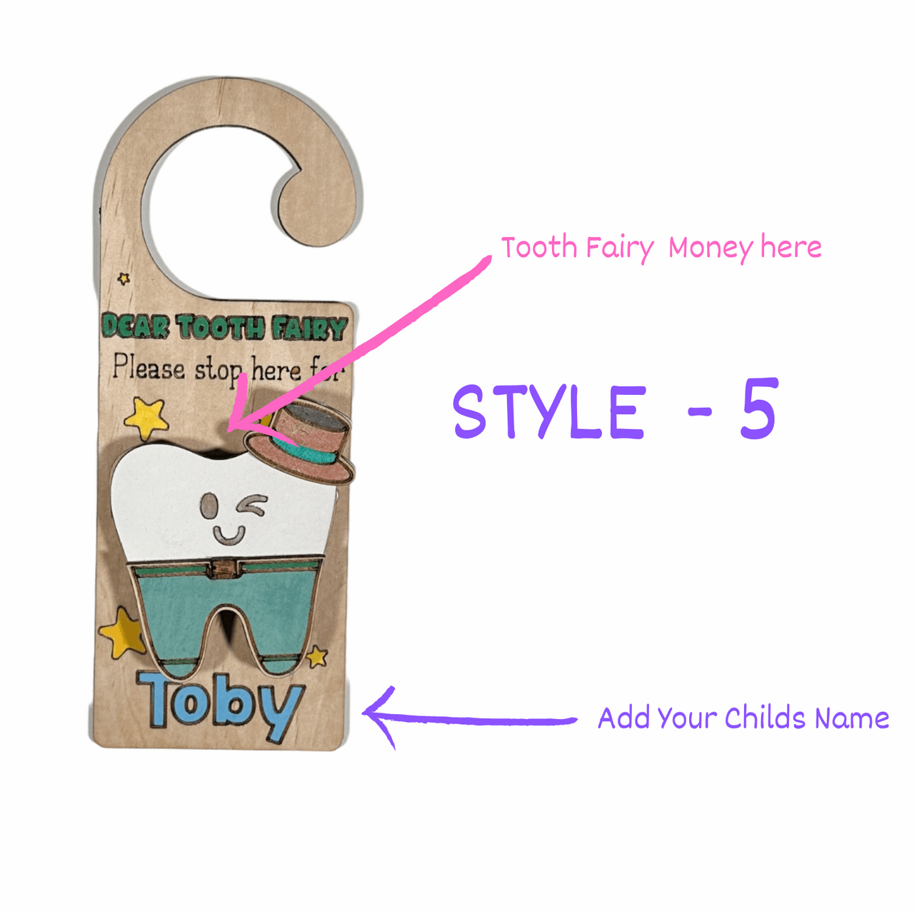 Customised Tooth Fairy Door Hanger - Unicorn Fart Productions