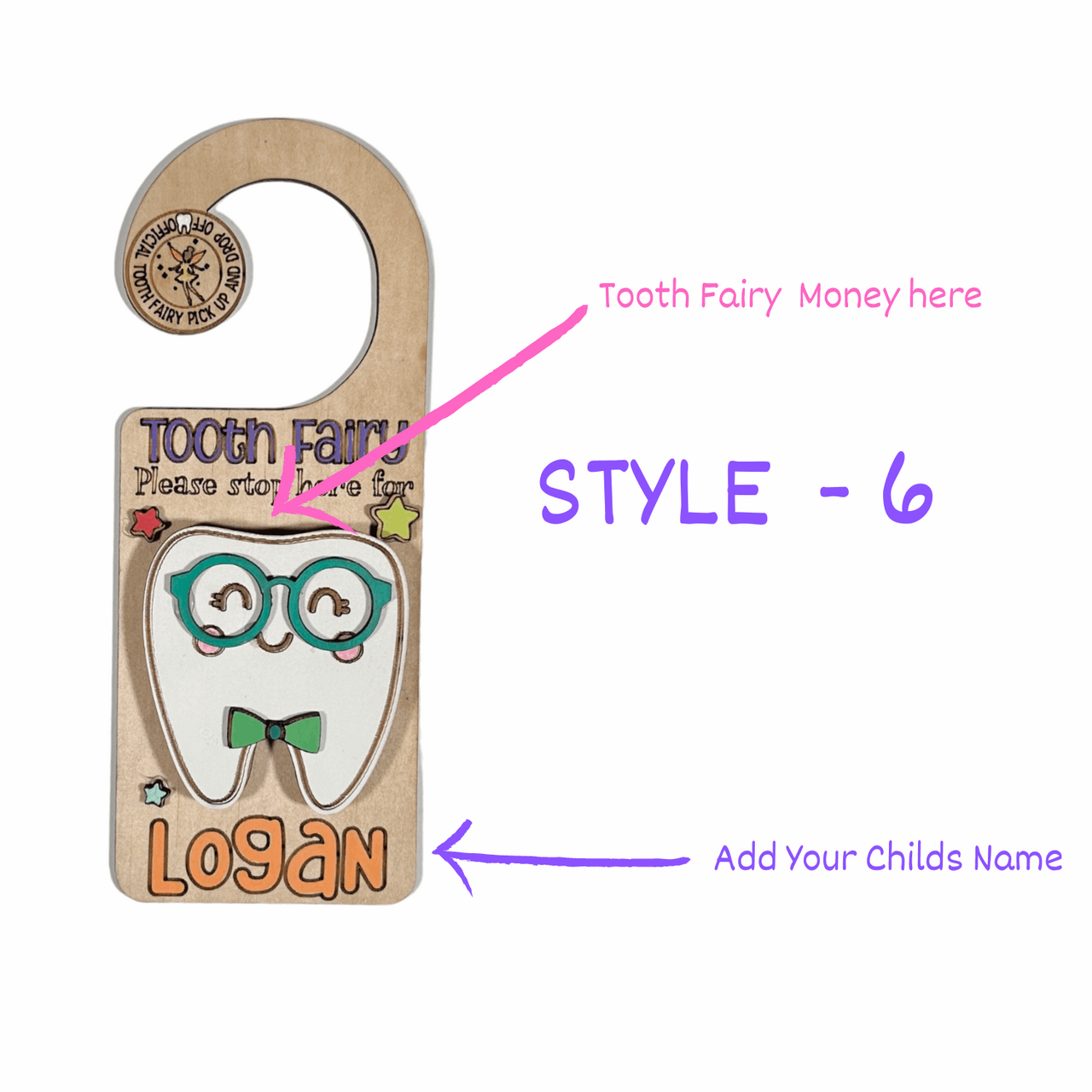 Customised Tooth Fairy Door Hanger - Unicorn Fart Productions