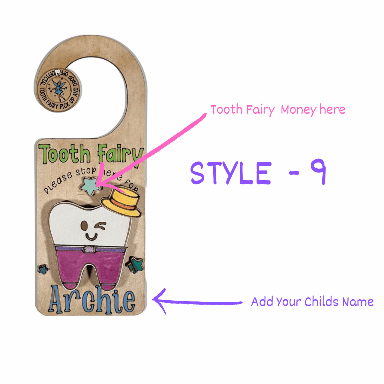 Customised Tooth Fairy Door Hanger - Unicorn Fart Productions