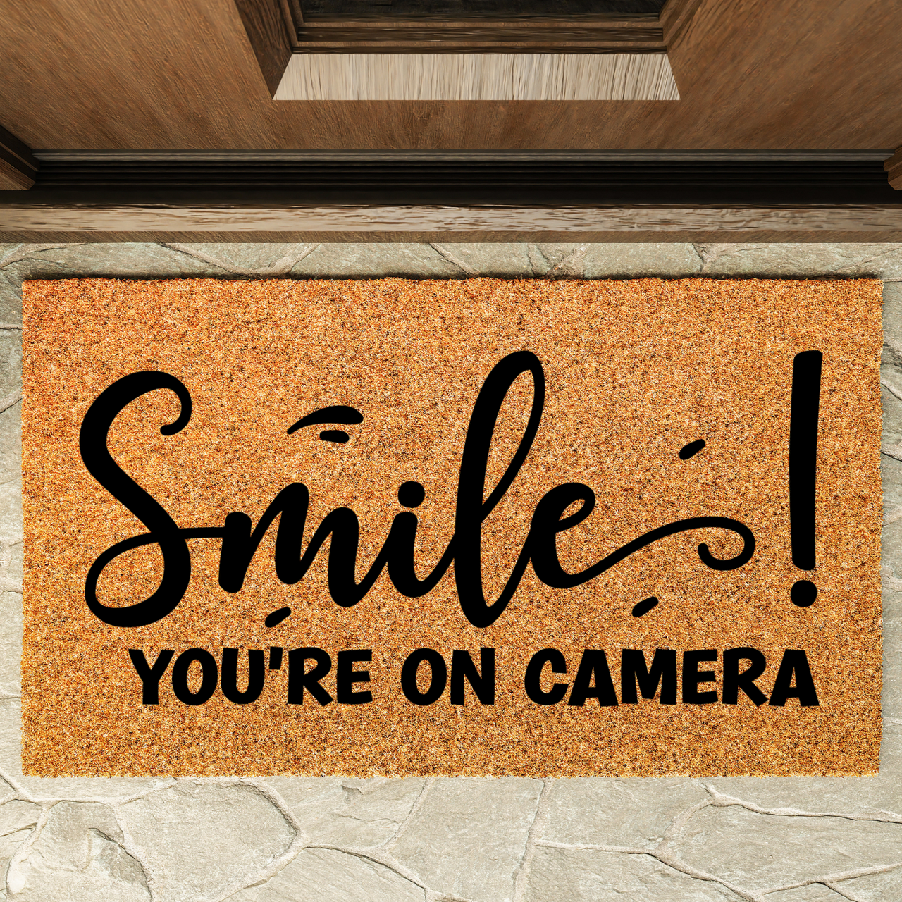 Smile your on Camera Doormat - Unicorn Fart Productions