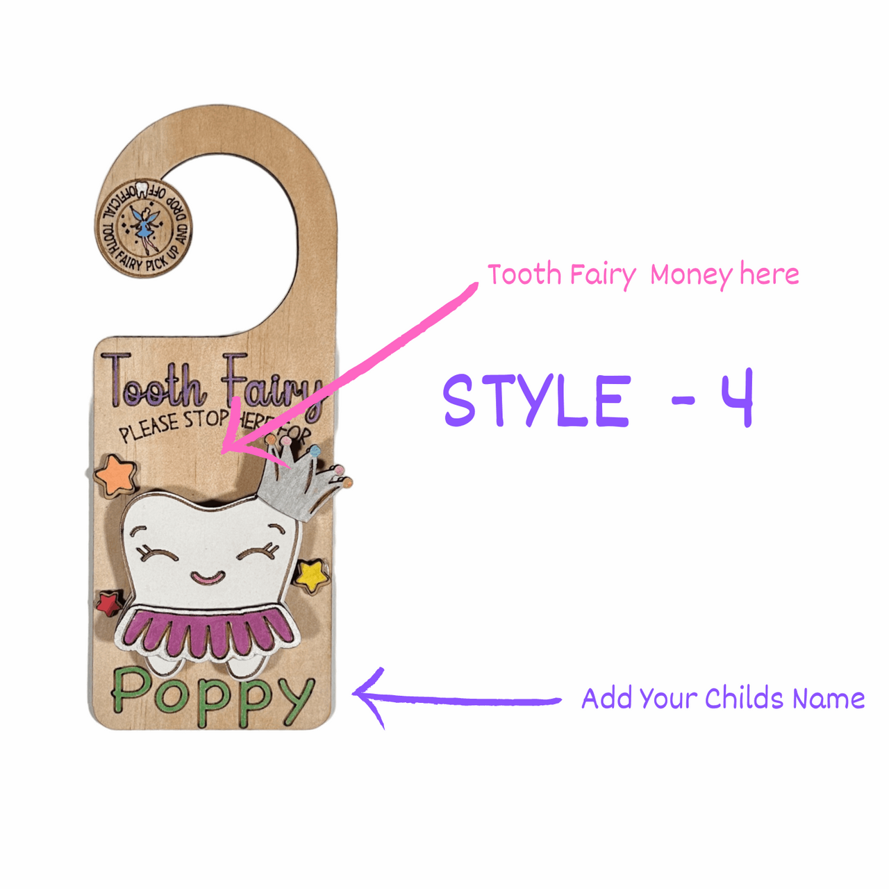 Customised Tooth Fairy Door Hanger - Unicorn Fart Productions