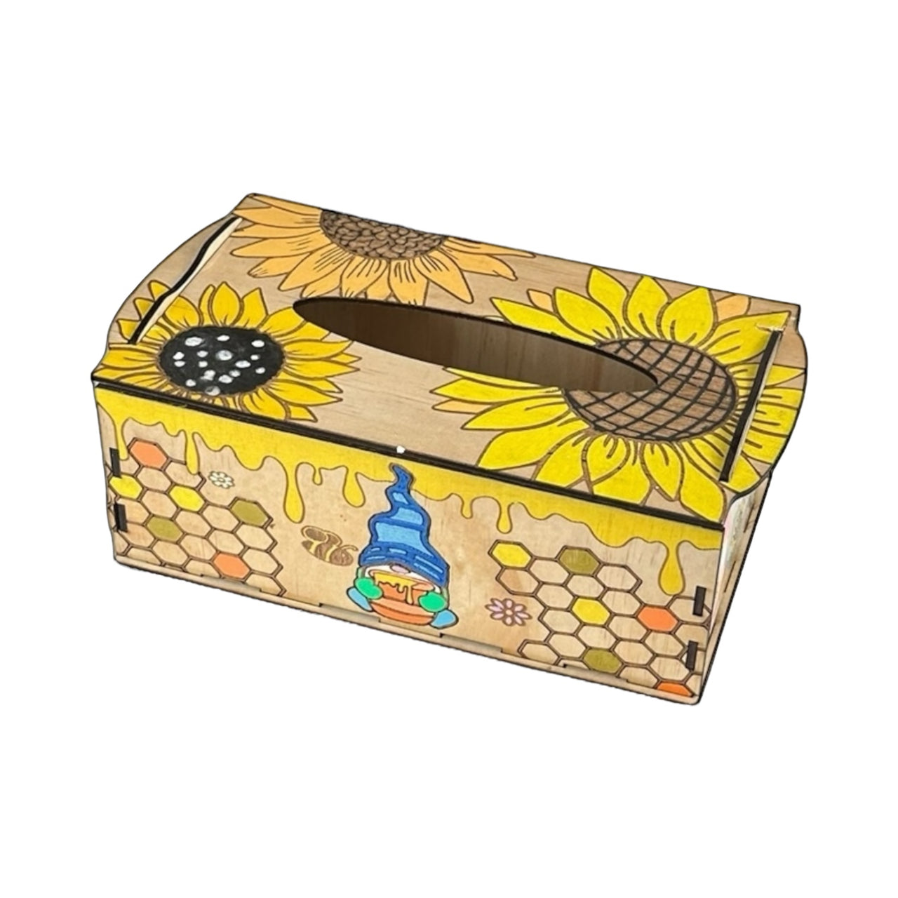 Wooden Tissue Holder - Sunflower Coloured - Unicorn Fart Productions