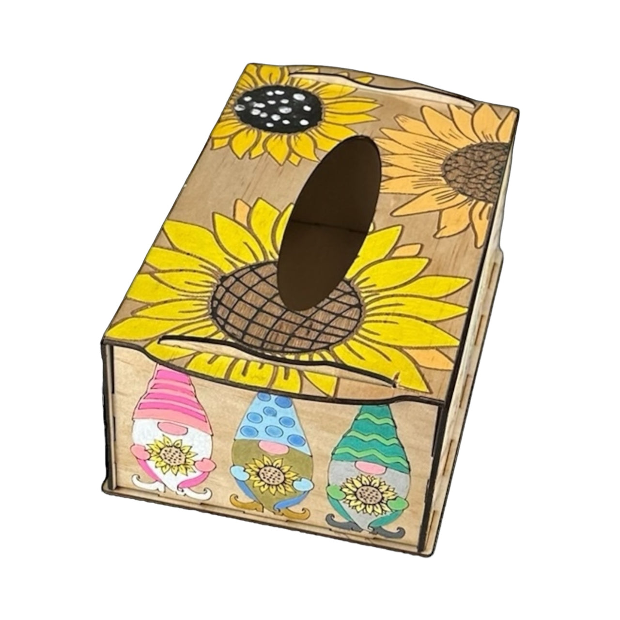 Wooden Tissue Holder - Sunflower Coloured - Unicorn Fart Productions