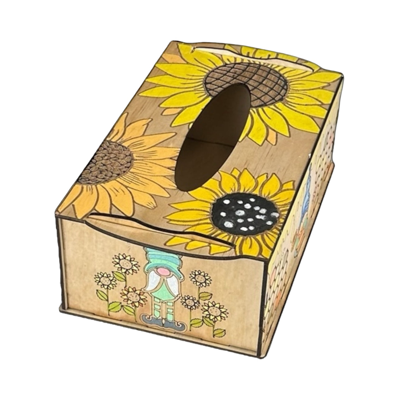 Wooden Tissue Holder - Sunflower Coloured - Unicorn Fart Productions