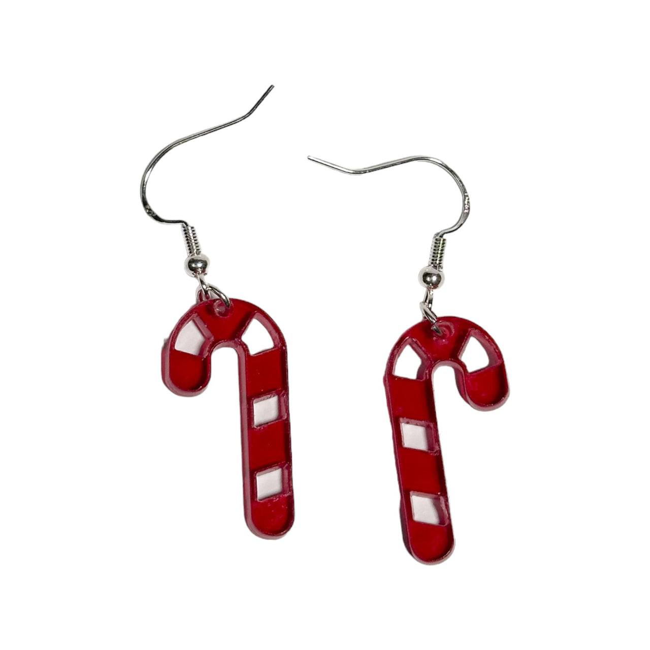 Red Acrylic Candy Canes Earrings - Unicorn Fart Productions