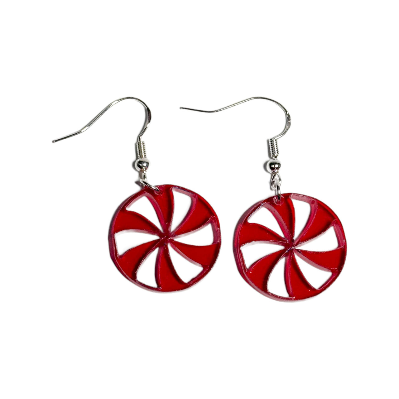 Red Christmas Circle Earrings - Unicorn Fart Productions