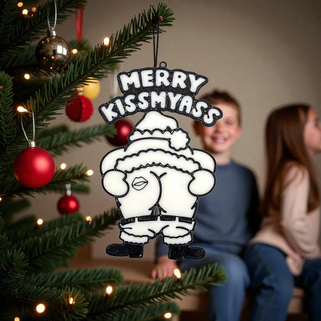 Merry Kissmyass Ornament - Unicorn Fart Productions