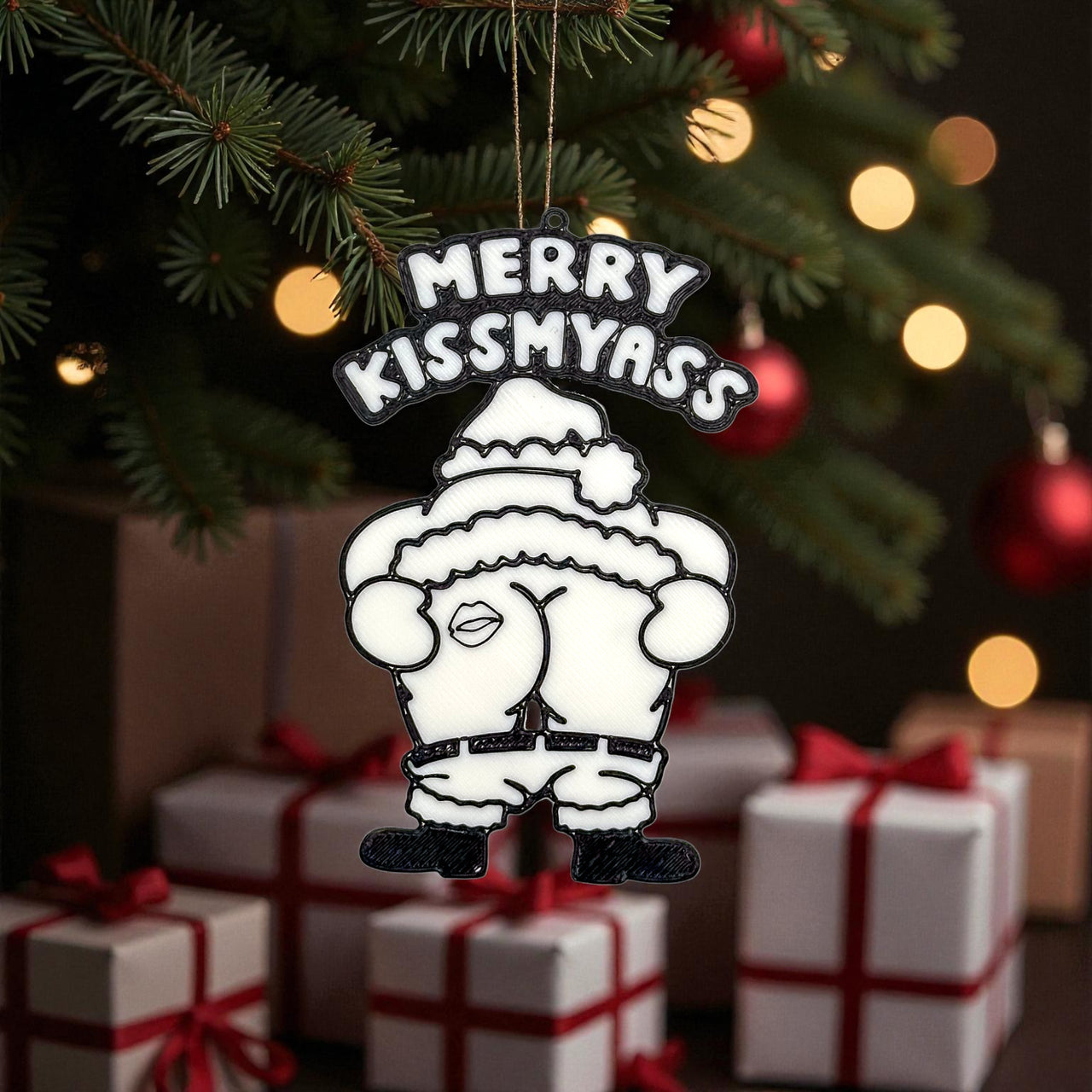 Merry Kissmyass Ornament - Unicorn Fart Productions