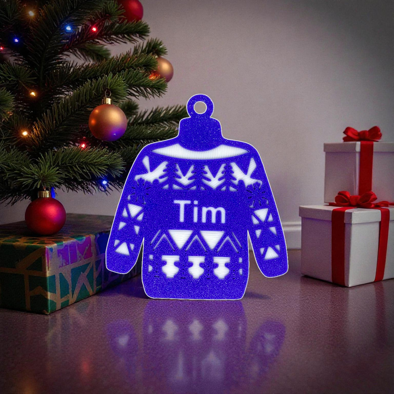 Personalised Xmas Jumper Ornament - Unicorn Fart Productions