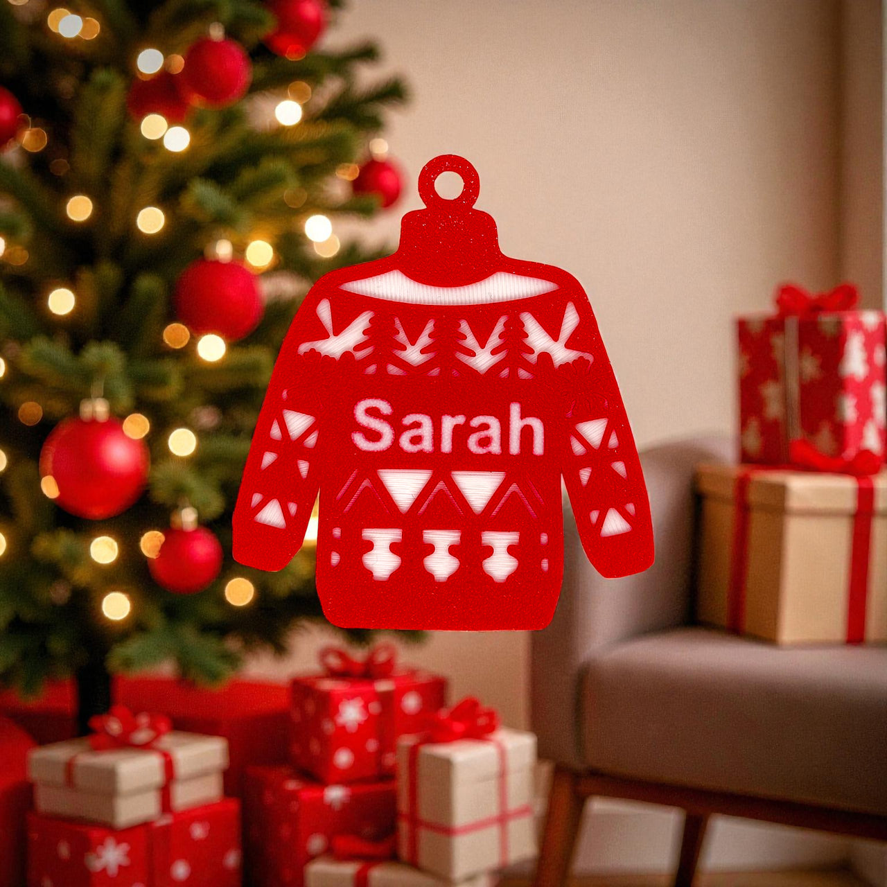 Personalised Christmas Jumper Ornament - Unicorn Fart Productions