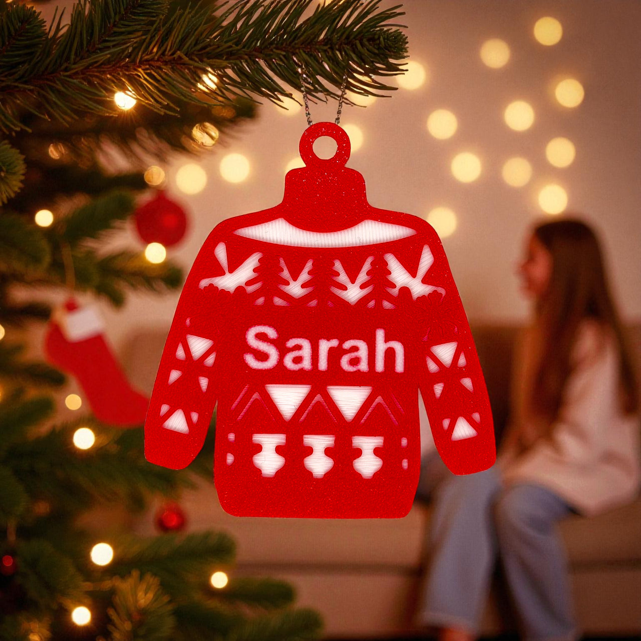 Personalised Christmas Jumper Ornament - Unicorn Fart Productions