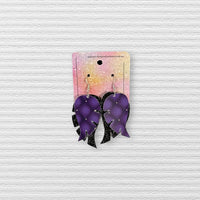 Thumbnail for Handmade faux leather earrings - Purple Black Sparkles Leaves