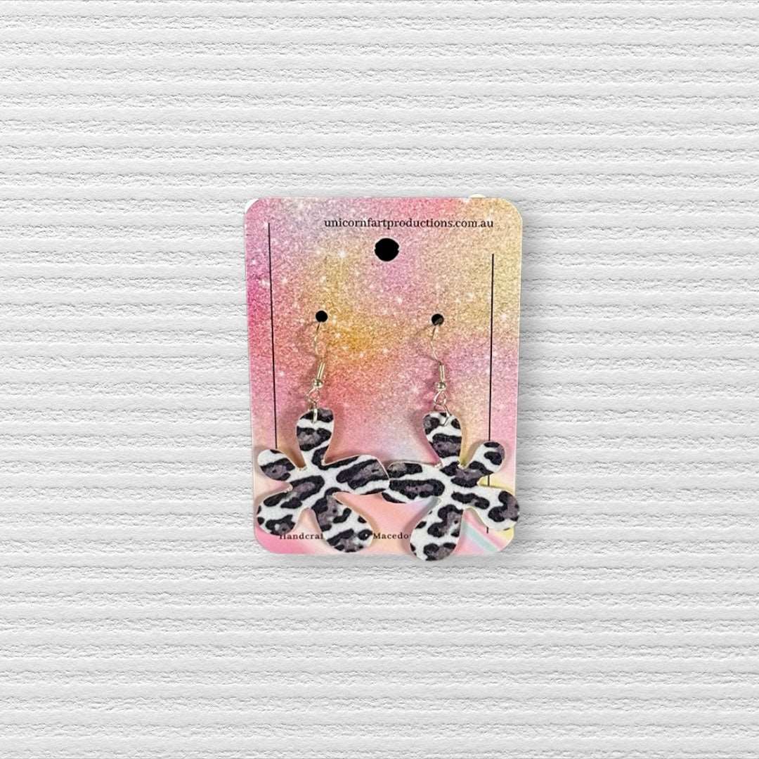 Handmade faux leather earrings - Cow Print Blobs - Unicorn Fart Productions