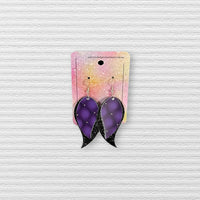 Thumbnail for Handmade faux leather earrings - Black Sparkles 2 Leaves