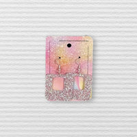 Thumbnail for Handmade faux leather earrings - Square - Light Sparkles