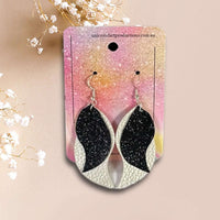 Thumbnail for Handmade faux leather earrings - Purple Silver Leaves - Unicorn Fart Productions