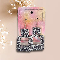 Thumbnail for Handmade faux leather earrings - Square - Cow Print