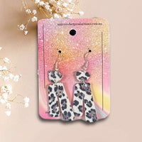 Thumbnail for Handmade faux leather earrings - Cow Print Dangles - Unicorn Fart Productions