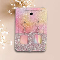 Thumbnail for Handmade faux leather earrings - Square - Light Sparkles - Unicorn Fart Productions