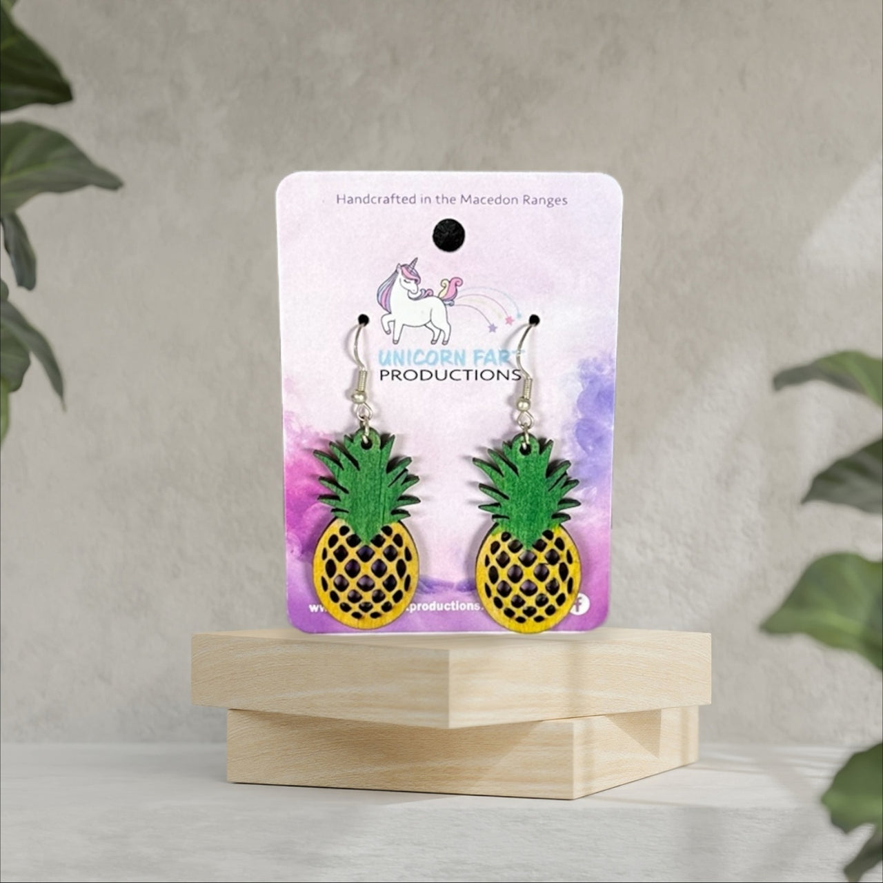 Handmade Wooden Earrings - Upright Pineapples