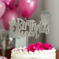 Thumbnail for Birthday Cake Topper - Silver Glitter - Birthday Queen