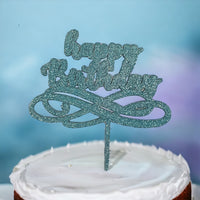 Thumbnail for Birthday Cake Topper - Happy Birthday - Blue Glitter