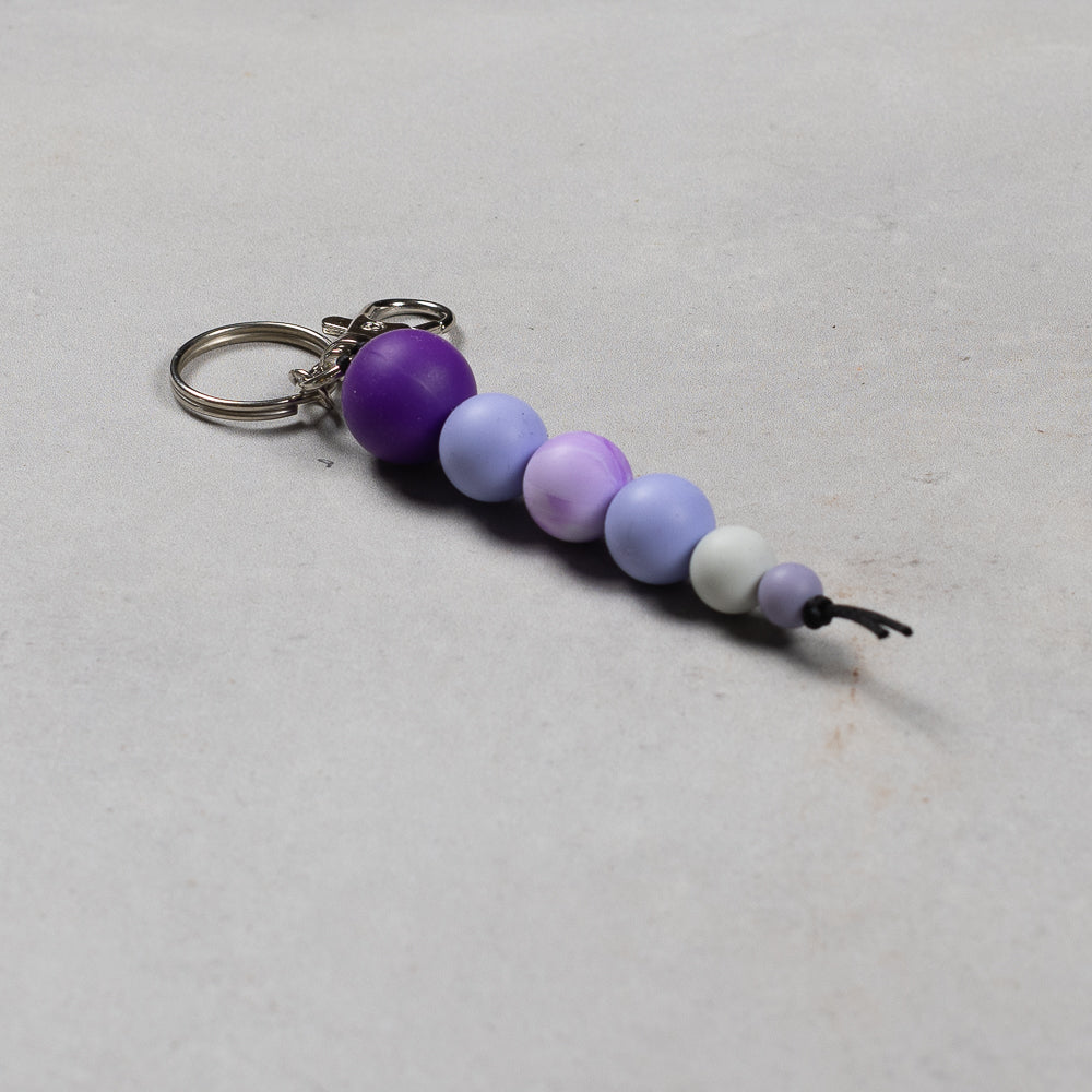 Hand Crafted silicone key chain with clip - Purple Ball Small