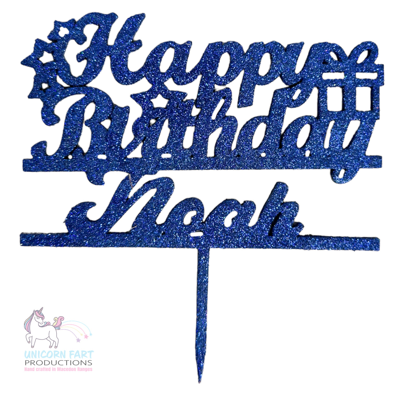 Birthday Cake Topper - Happy Birthday - Glitter - Personalised