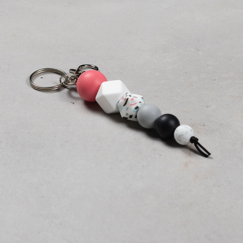 Hand Crafted silicone key chain with clip - Pink Ball