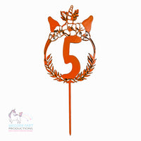 Thumbnail for Birthday Cake Topper - Orange Unicorn - Five - 5