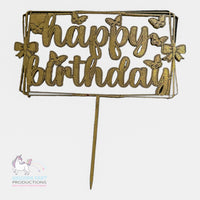 Thumbnail for Birthday Cake Topper - Gold - Happy Birthday