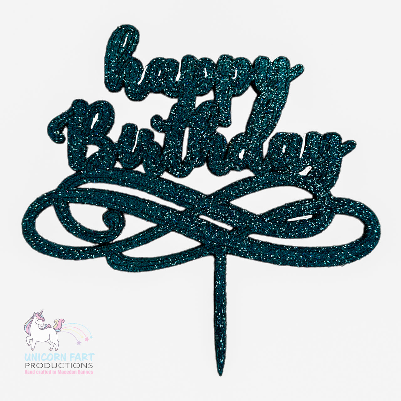 Birthday Cake Topper - Happy Birthday - Blue Glitter