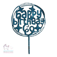 Thumbnail for Birthday Cake Topper - Blue Glitter - Happy Birthday Circle