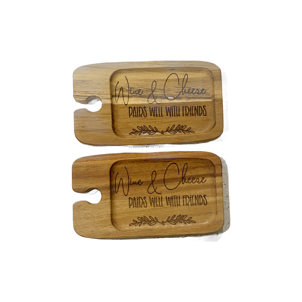 Small Wooden Cheese / Wine Board Pair- Wine & Cheese, Pairs well with Friends