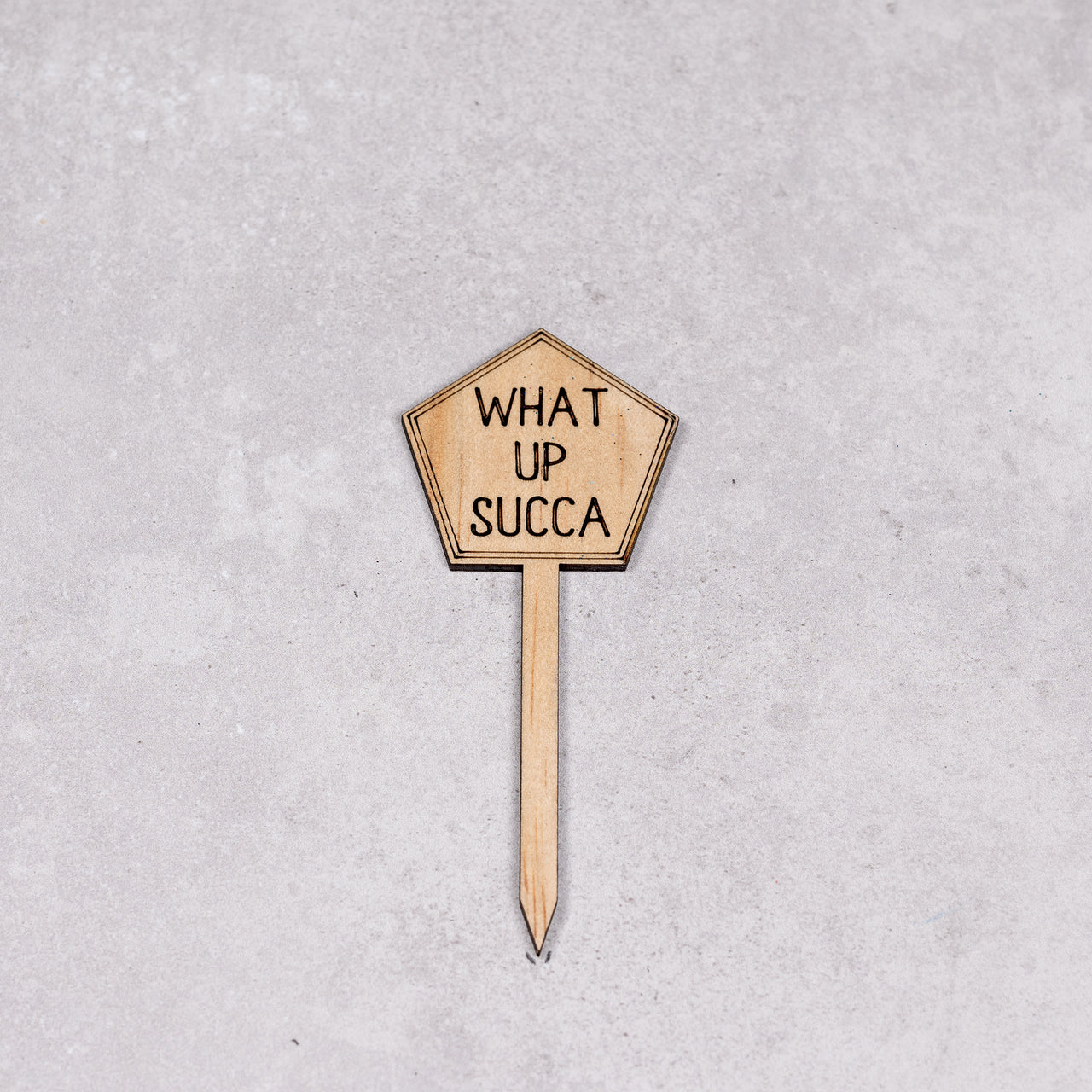 Funny Plant Stakes - Made from Sustainable Timber - WHAT UP SUCCA
