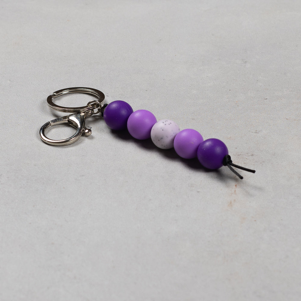 Hand Crafted silicone key chain with clip - Purple Balls