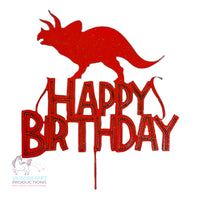 Thumbnail for Birthday Cake Topper - Happy Birthday Dino - Orange