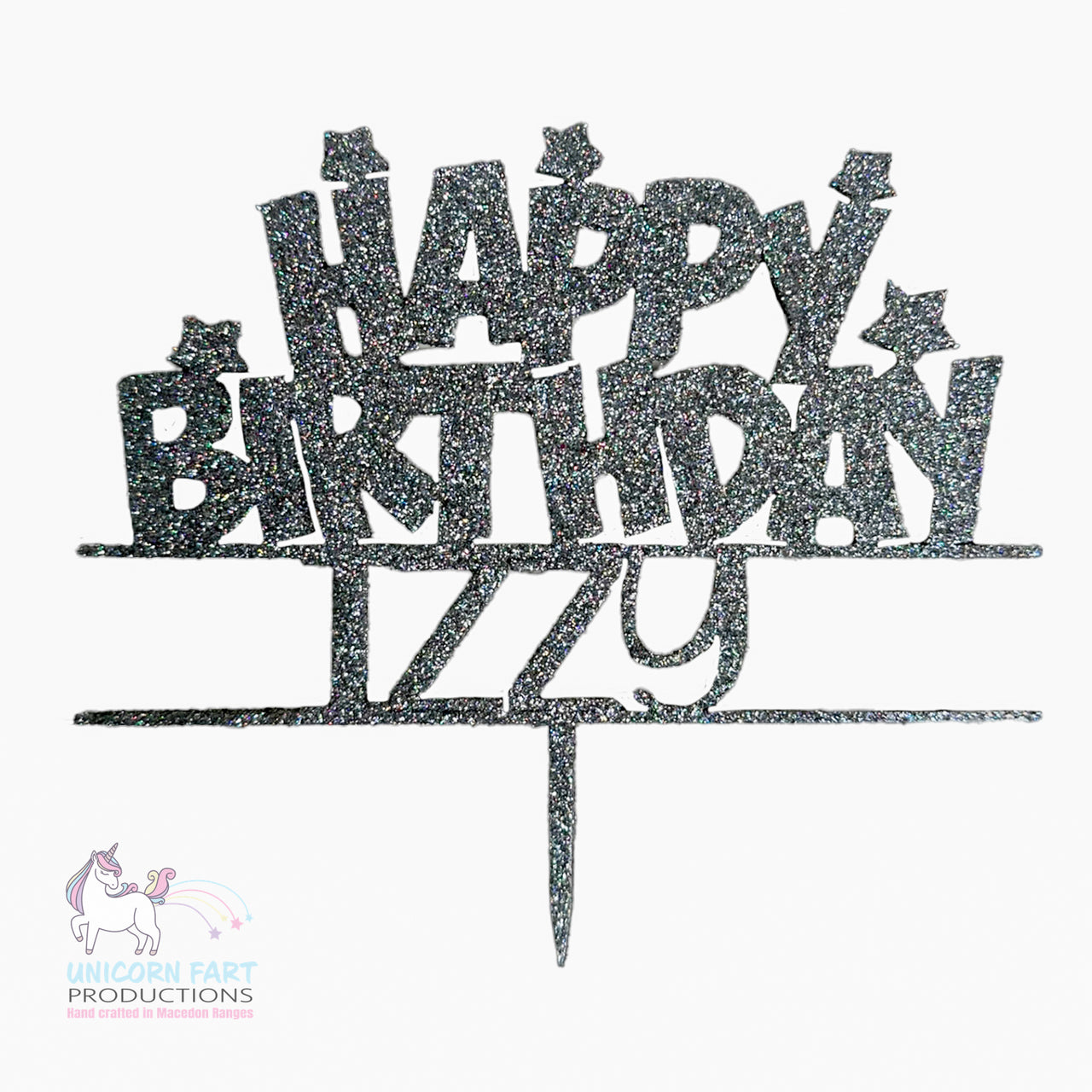 Birthday Cake Topper - Happy Birthday - Glitter - Personalised