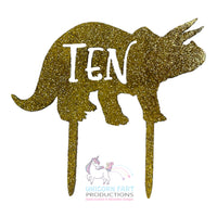 Thumbnail for Birthday Cake Topper - Gold Glitter Dino - Ten - 10