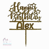 Thumbnail for Birthday Cake Topper - Happy Birthday - Glitter - Personalised